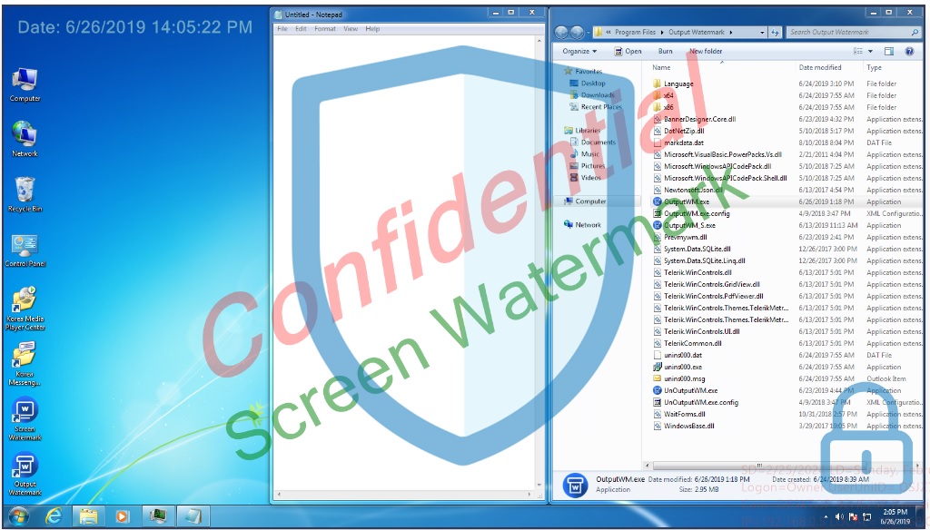 Screen with watermark displayed